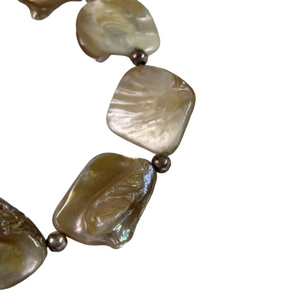 Abalone Shell Stretch Bracelet Mother of Pearl Half Round Disc Jewelry u - Picture 3 of 5